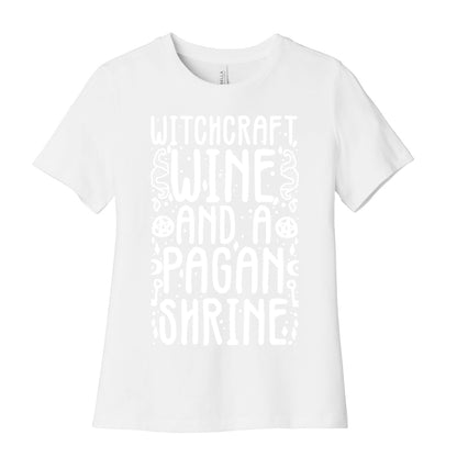 Witchcraft, Wine, and a Pagan Shrine Women's Cotton Tee