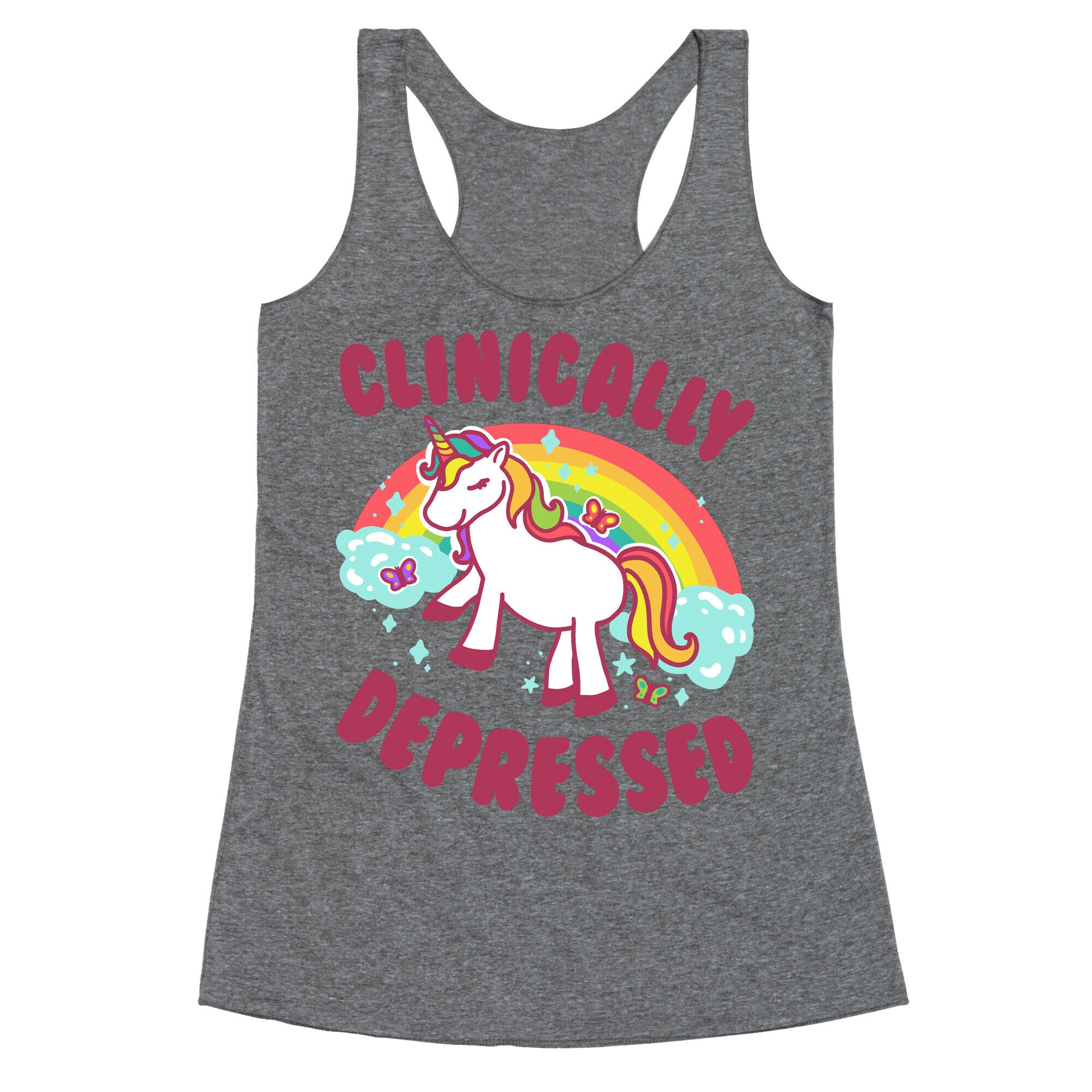 Clinically Depressed Unicorn Racerback Tank