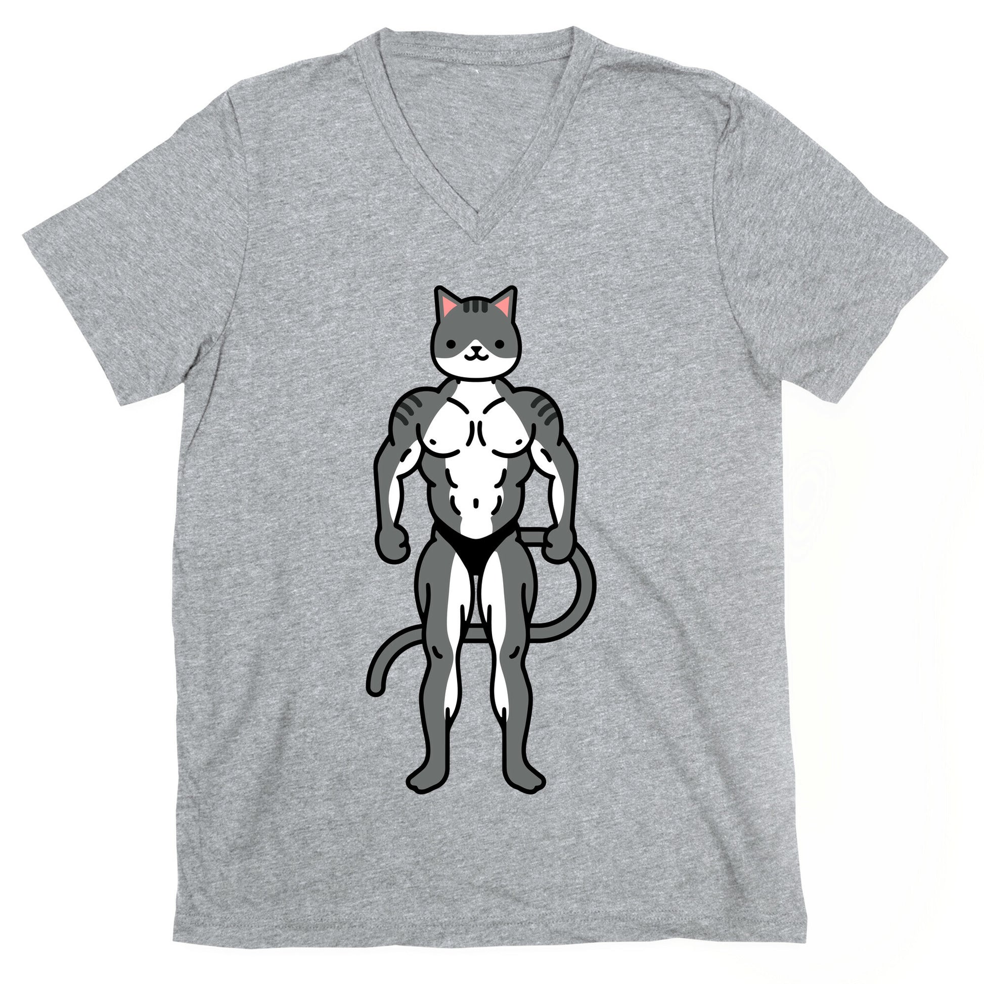 Buff Cat Grey Tabby V-Neck