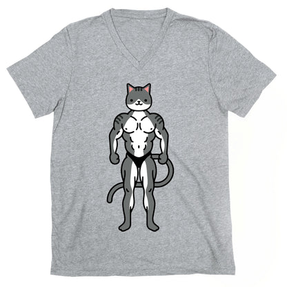 Buff Cat Grey Tabby V-Neck