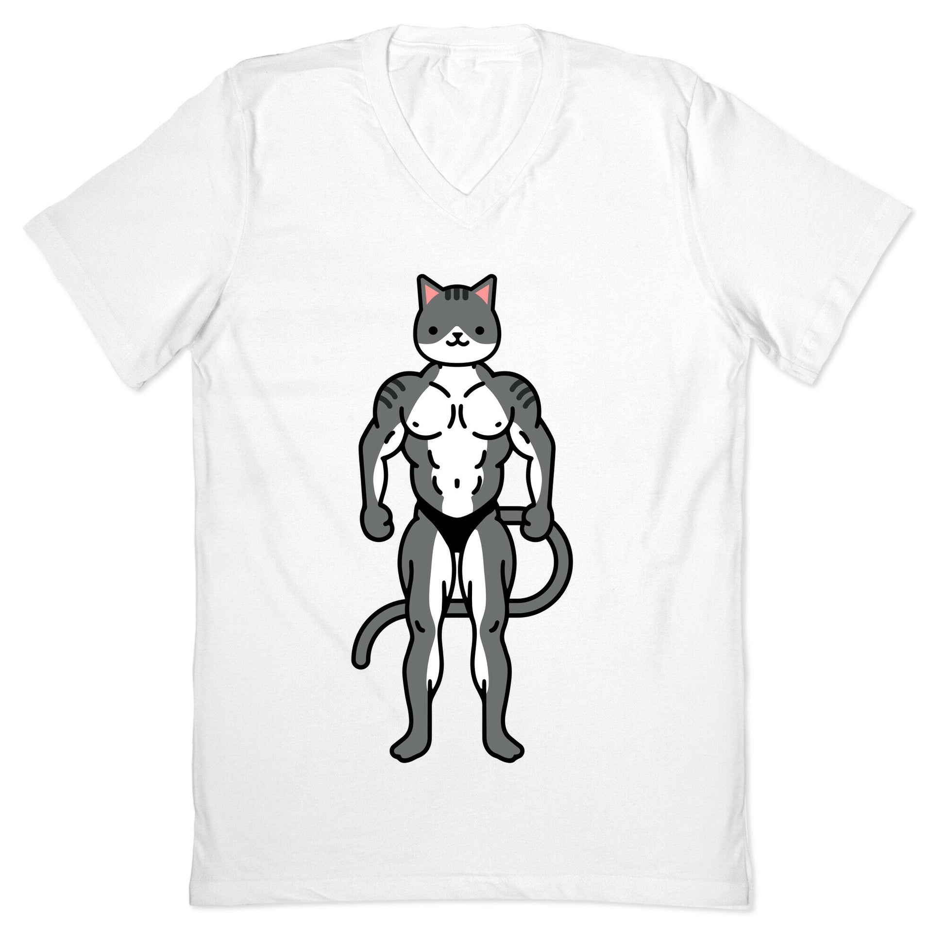 Buff Cat Grey Tabby V-Neck