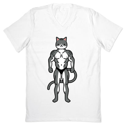 Buff Cat Grey Tabby V-Neck