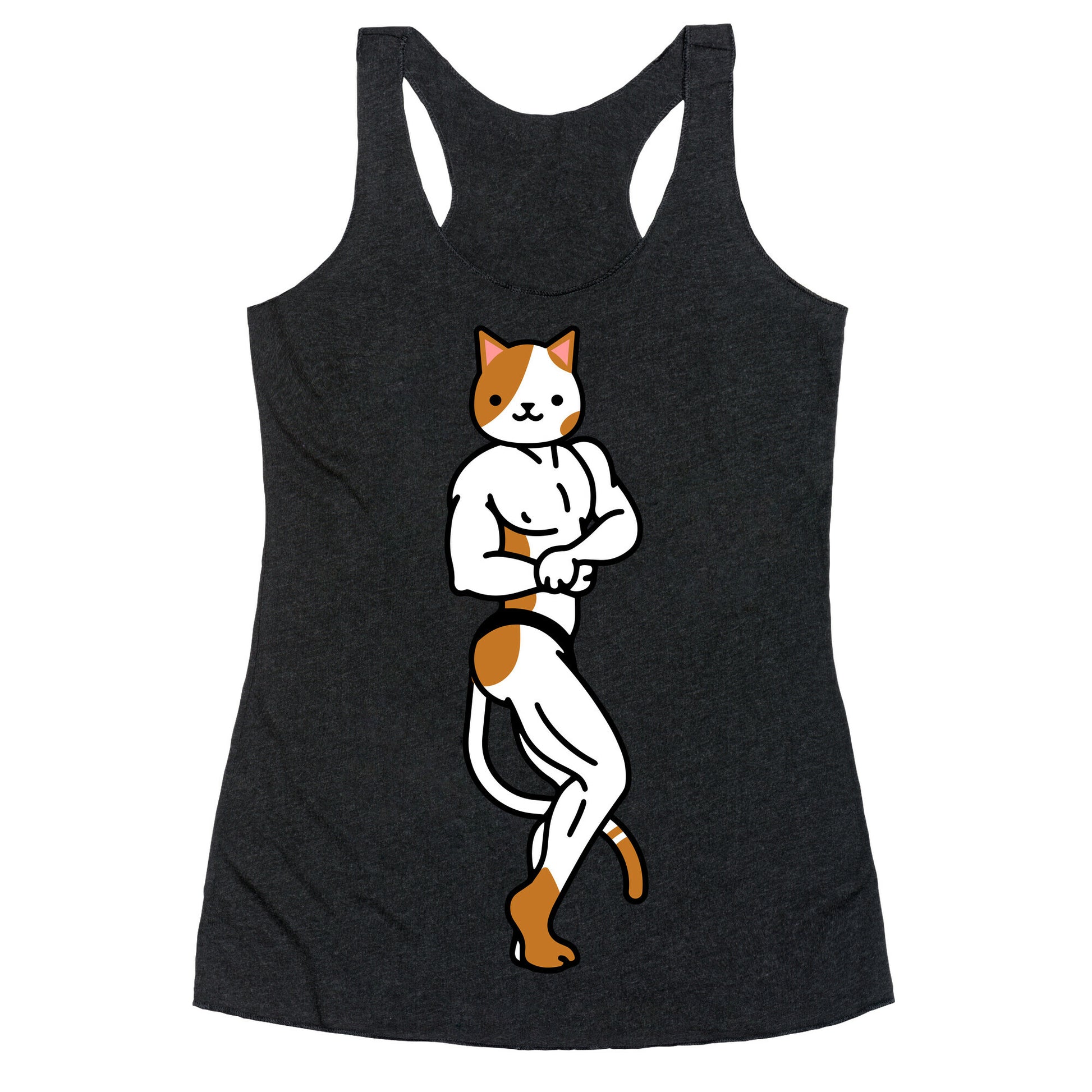 Buff Cat White and Brown Spotted Racerback Tank
