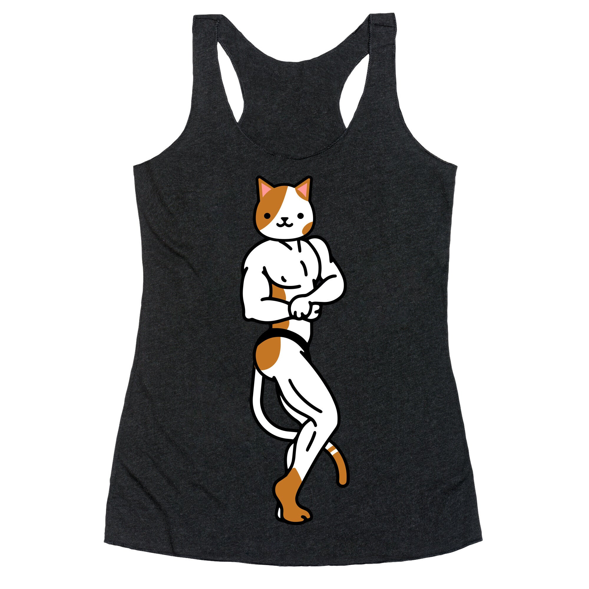 Buff Cat White and Brown Spotted Racerback Tank