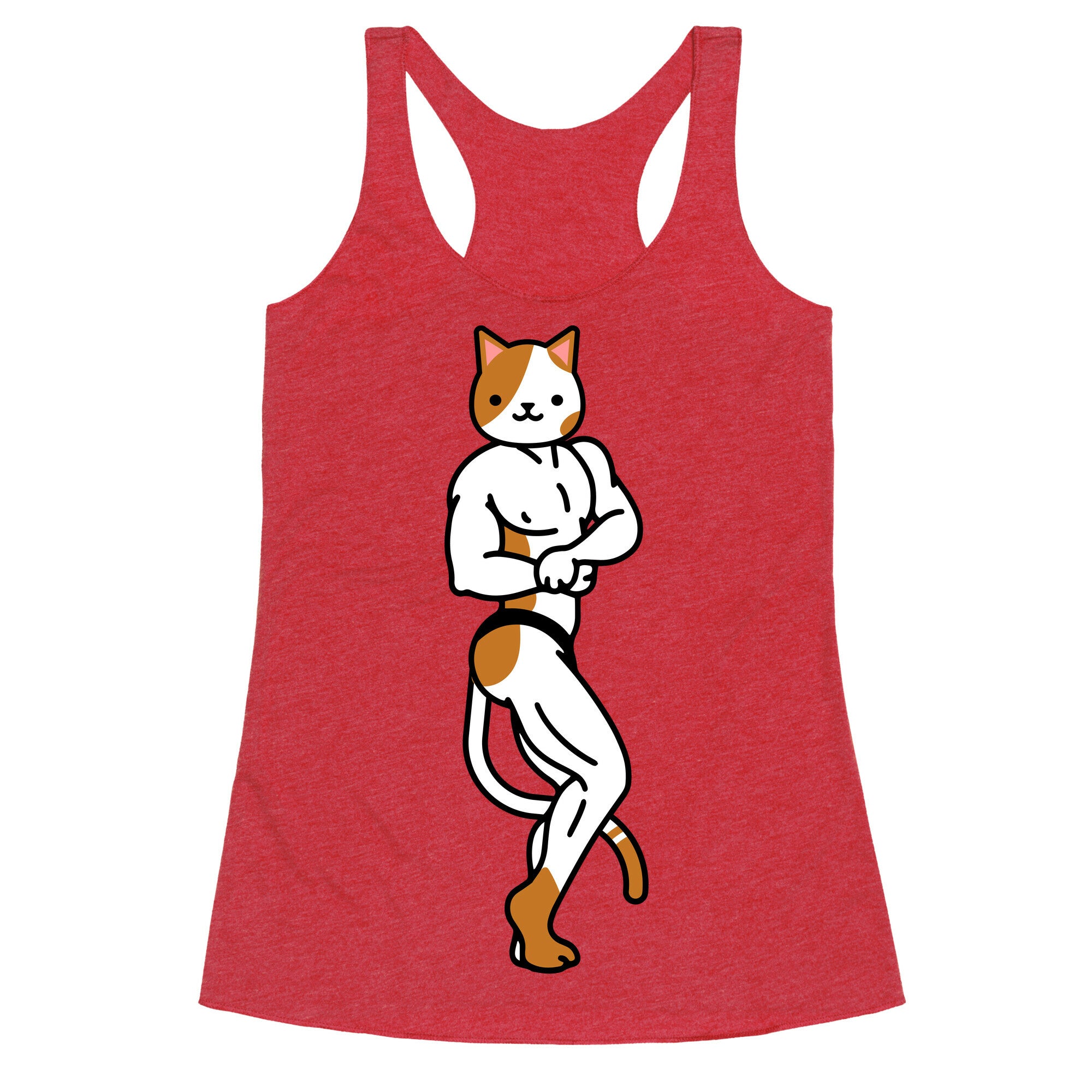 Buff Cat White and Brown Spotted Racerback Tank