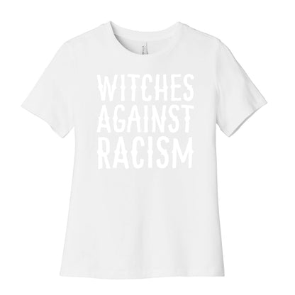 Witches Against Racism White Print Women's Cotton Tee