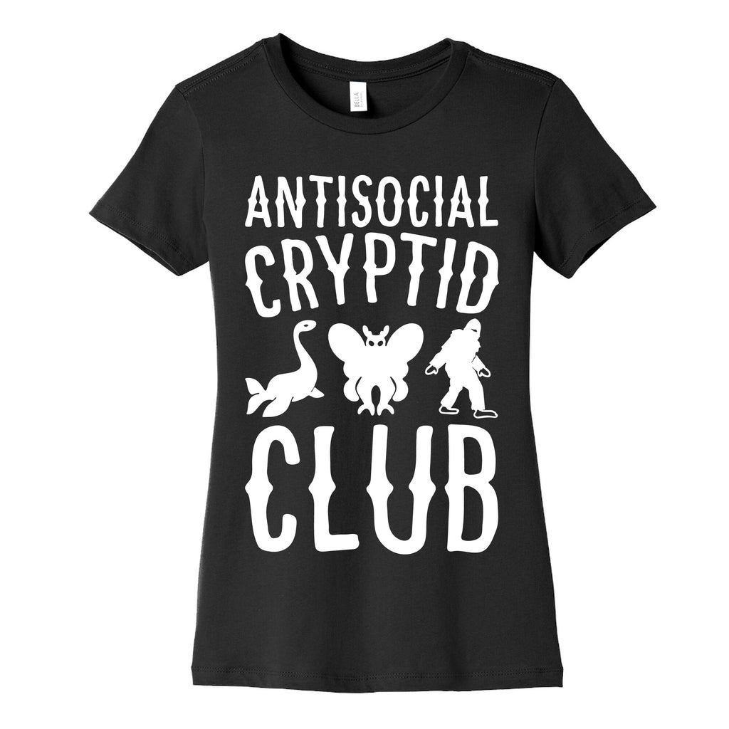 Antisocial Cryptid Club White Print Women's Cotton Tee