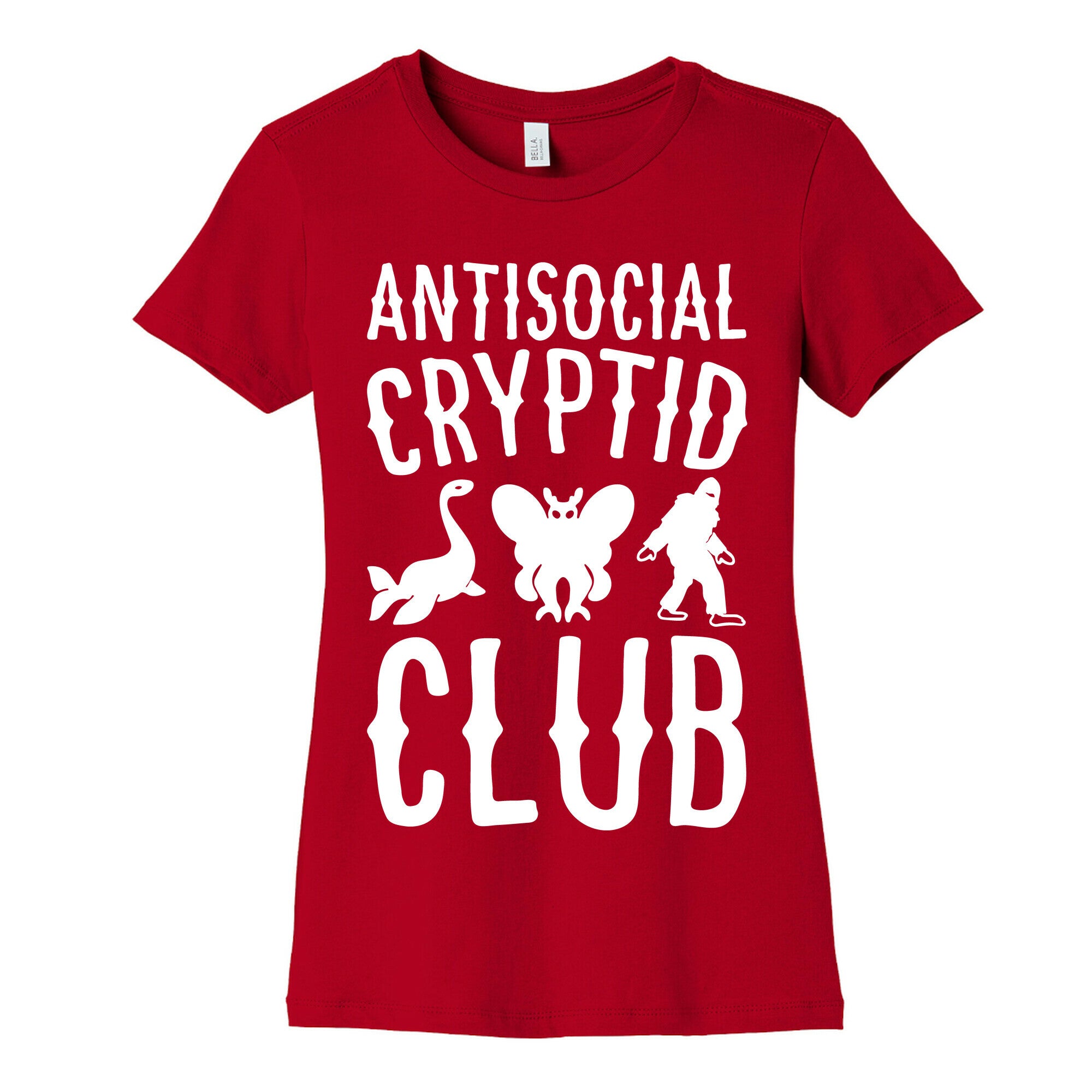 Antisocial Cryptid Club White Print Women's Cotton Tee