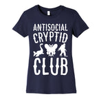Antisocial Cryptid Club White Print Women's Cotton Tee