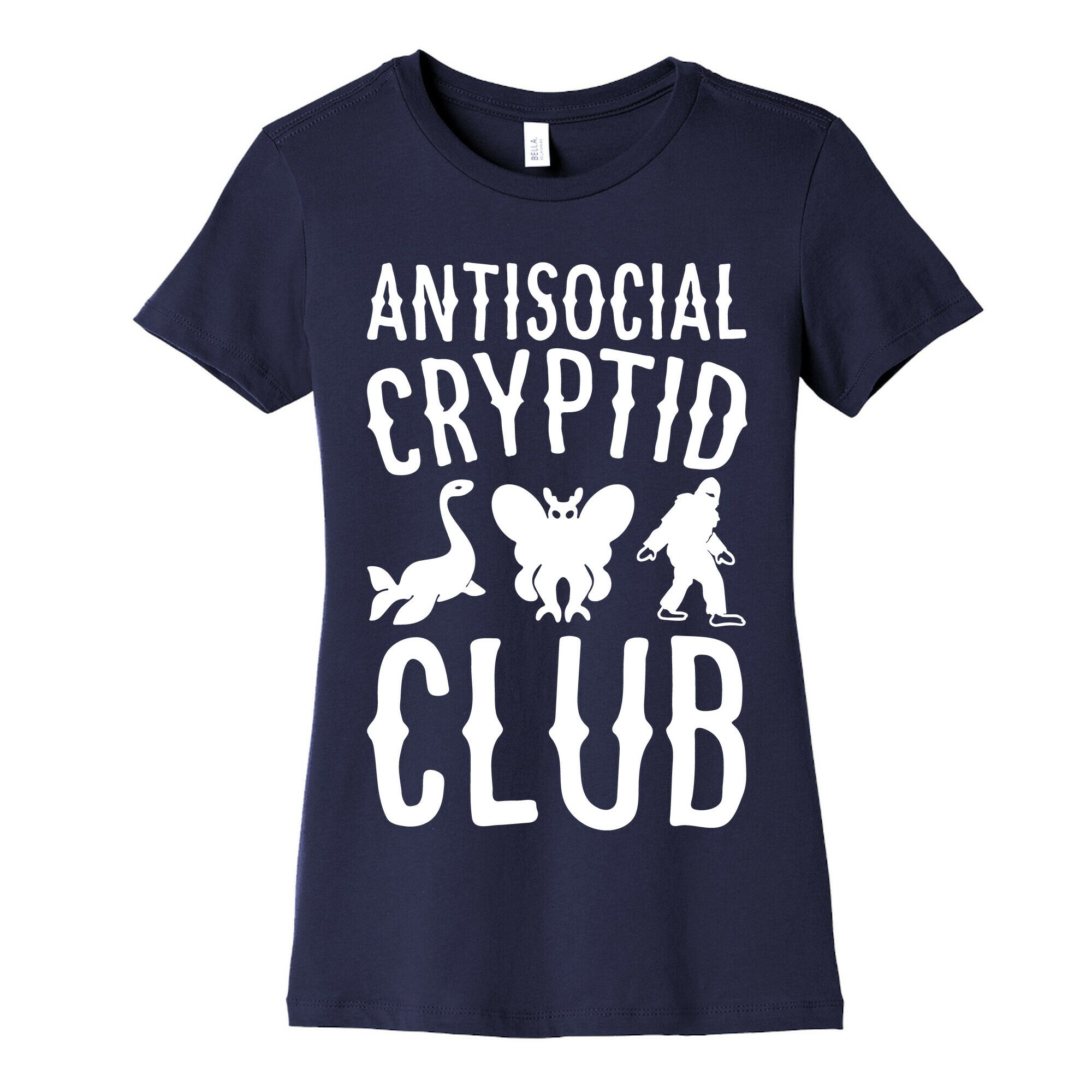 Antisocial Cryptid Club White Print Women's Cotton Tee