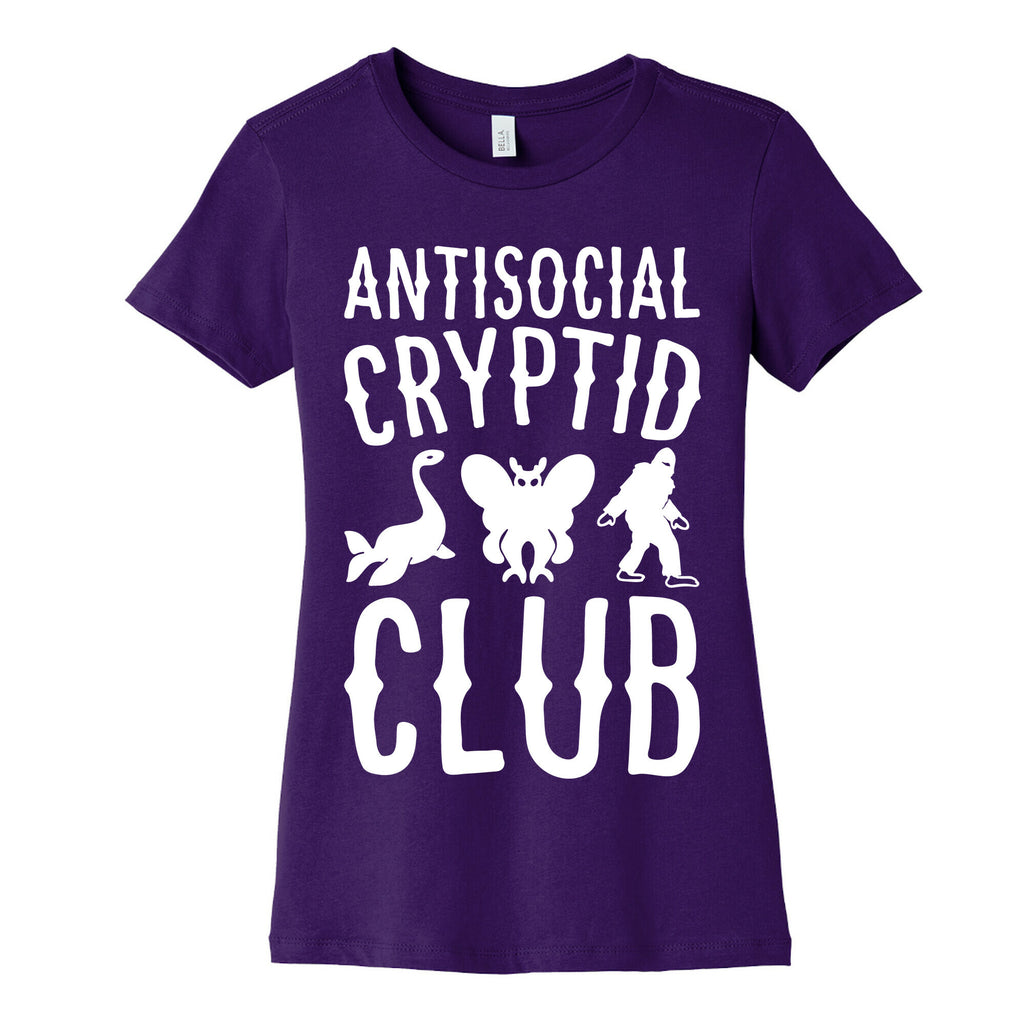 Antisocial Cryptid Club White Print Women's Cotton Tee