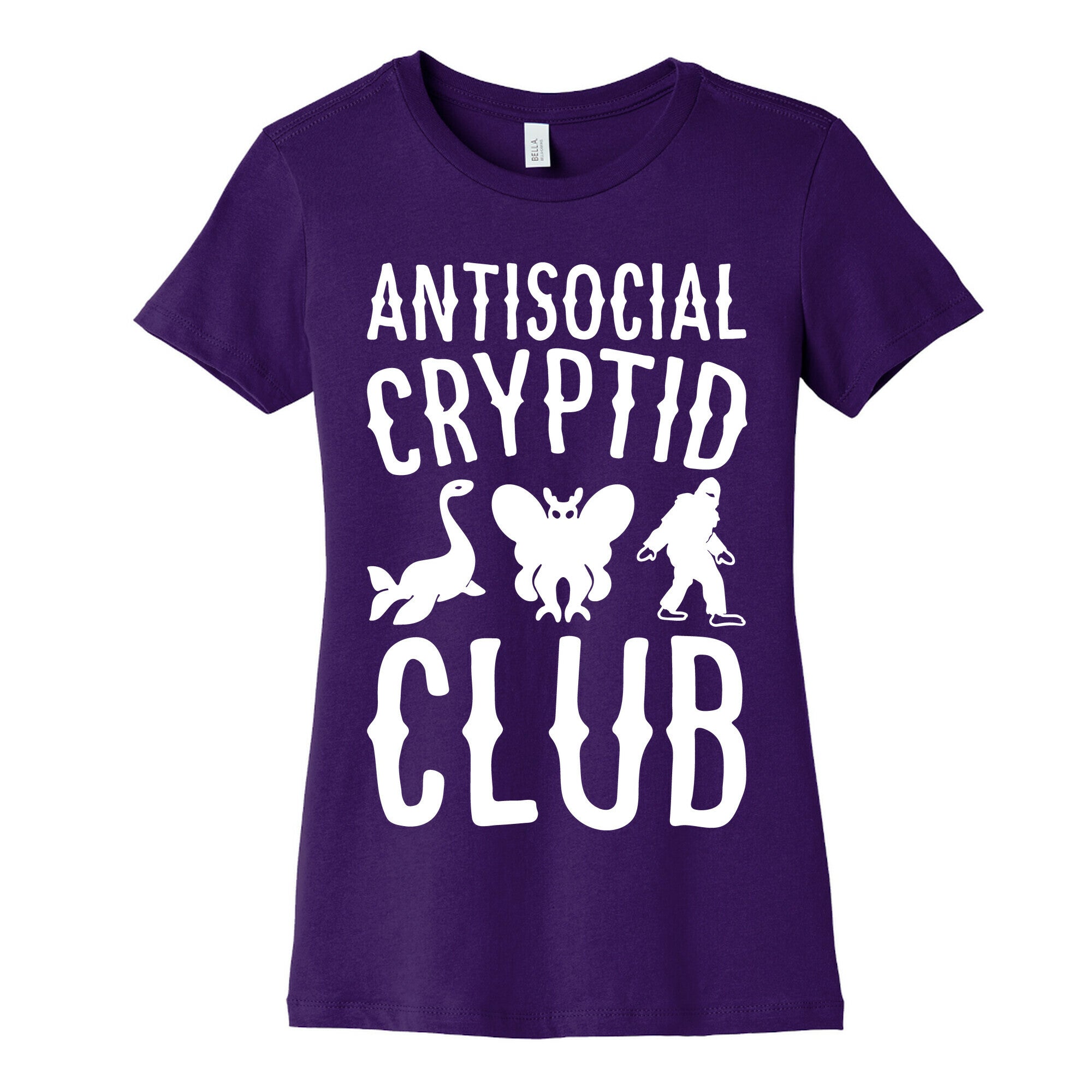 Antisocial Cryptid Club White Print Women's Cotton Tee