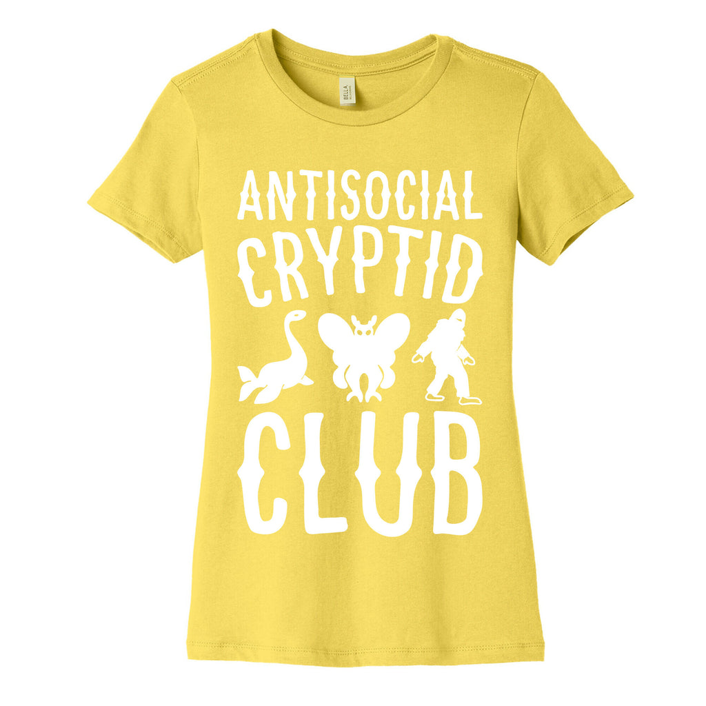 Antisocial Cryptid Club White Print Women's Cotton Tee
