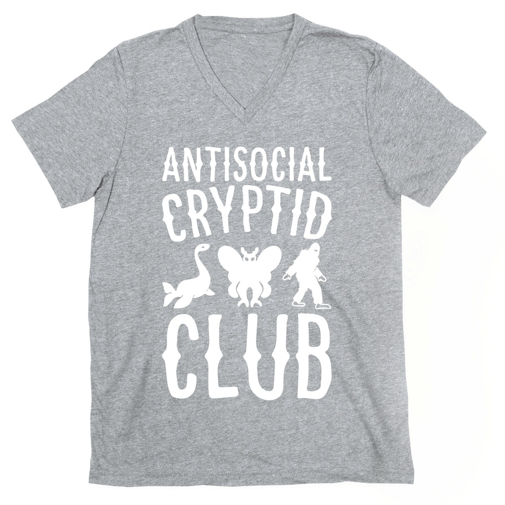 Antisocial Cryptid Club White Print V-Neck