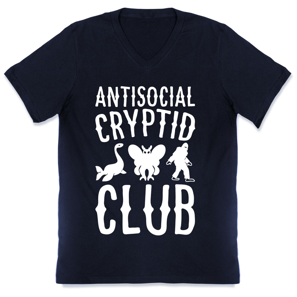 Antisocial Cryptid Club White Print V-Neck