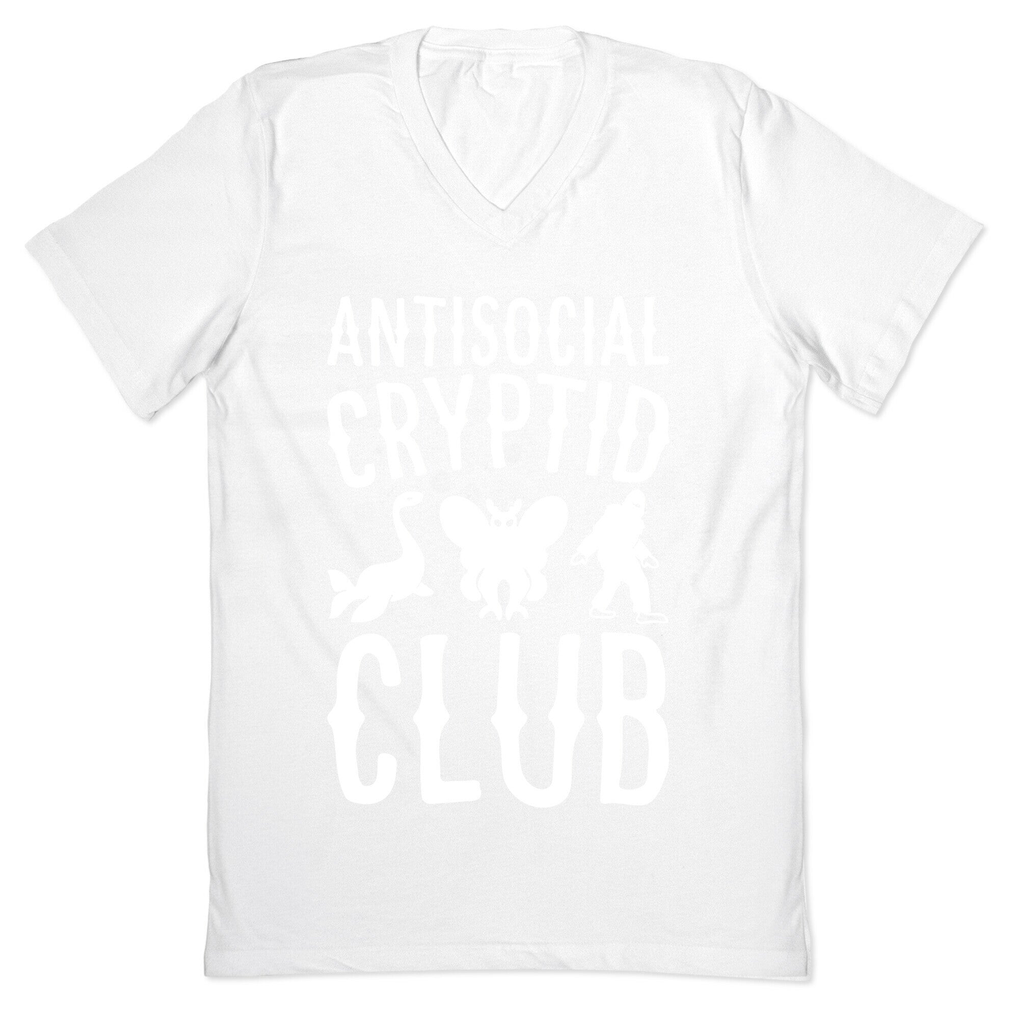 Antisocial Cryptid Club White Print V-Neck