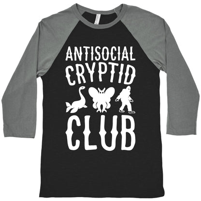 Antisocial Cryptid Club White Print Baseball Tee