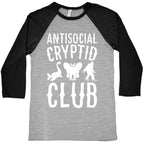Antisocial Cryptid Club White Print Baseball Tee