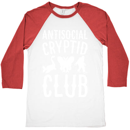 Antisocial Cryptid Club White Print Baseball Tee