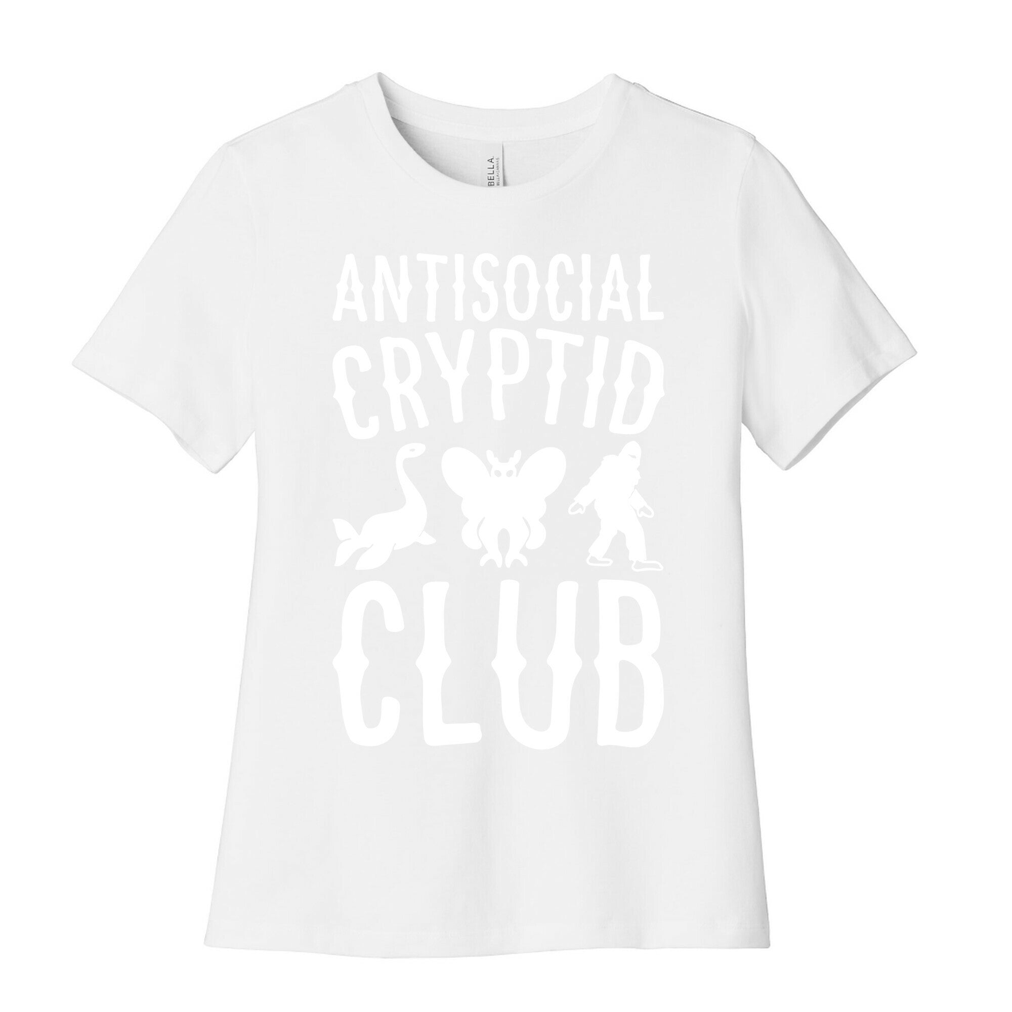 Antisocial Cryptid Club White Print Women's Cotton Tee