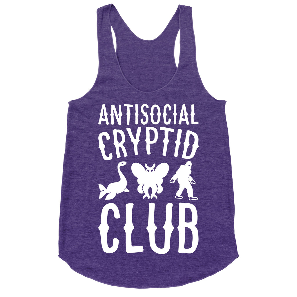Antisocial Cryptid Club White Print Racerback Tank