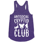 Antisocial Cryptid Club White Print Racerback Tank