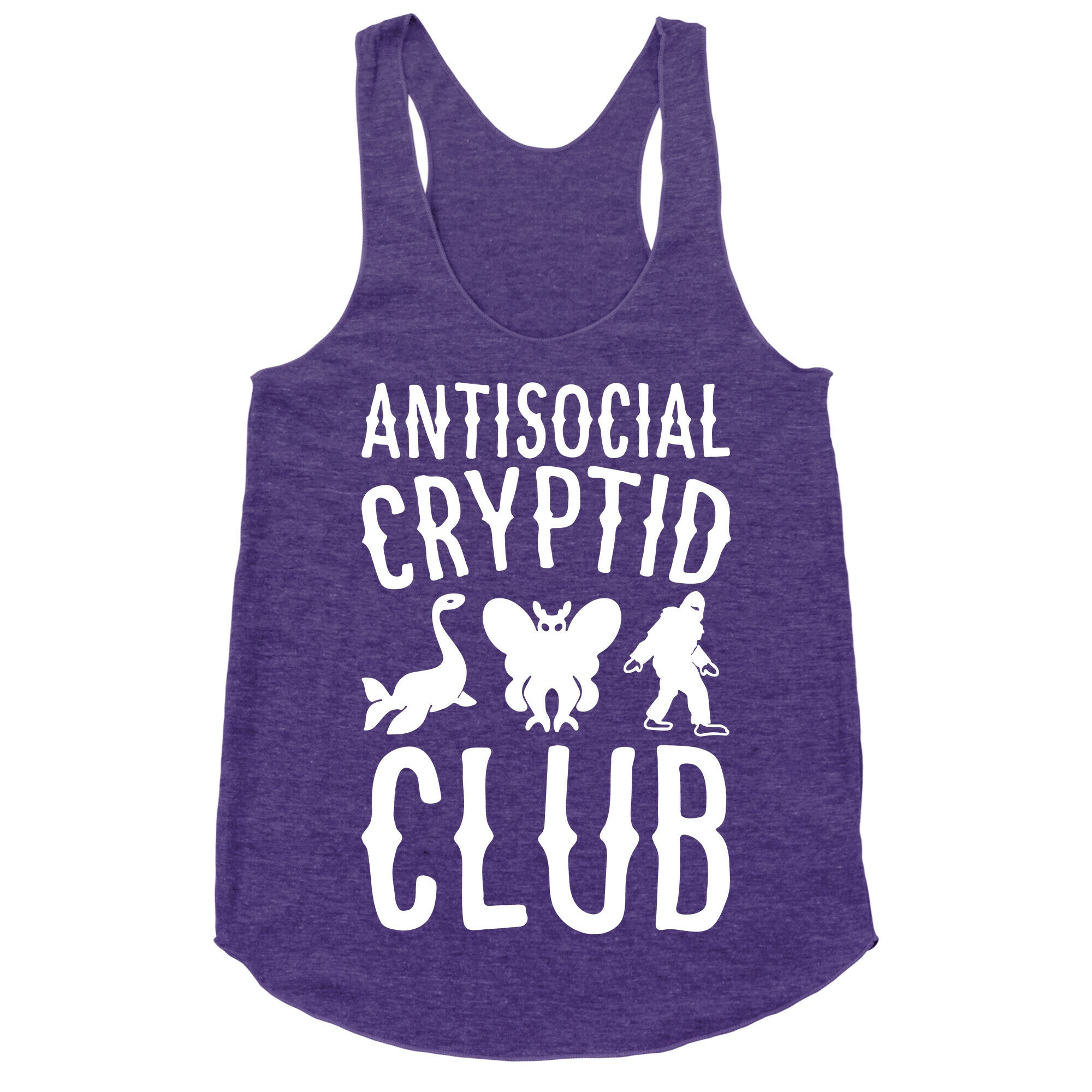 Antisocial Cryptid Club White Print Racerback Tank