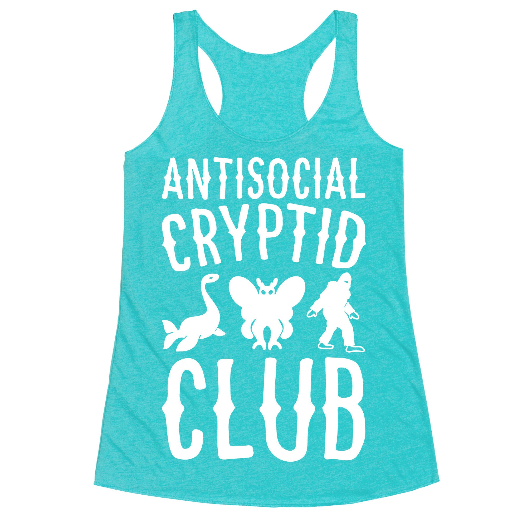 Antisocial Cryptid Club White Print Racerback Tank