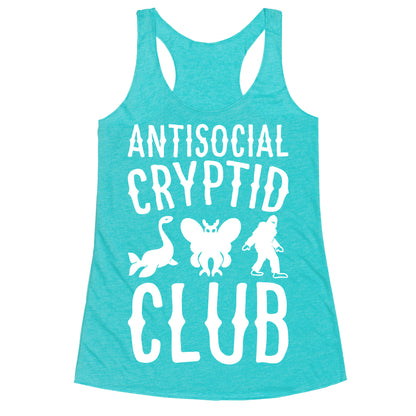 Antisocial Cryptid Club White Print Racerback Tank