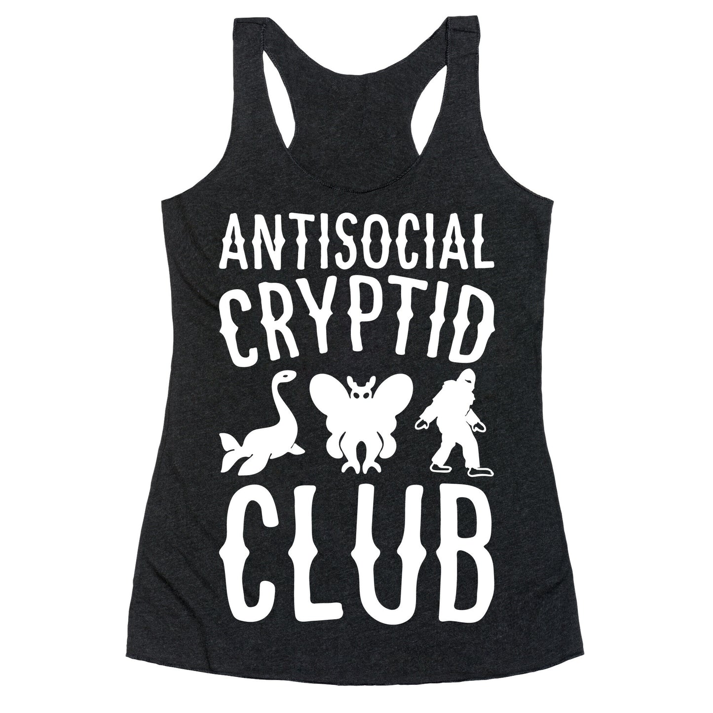 Antisocial Cryptid Club White Print Racerback Tank