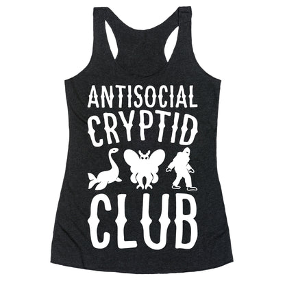 Antisocial Cryptid Club White Print Racerback Tank