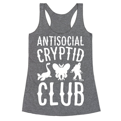 Antisocial Cryptid Club White Print Racerback Tank