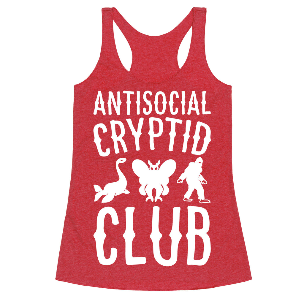 Antisocial Cryptid Club White Print Racerback Tank