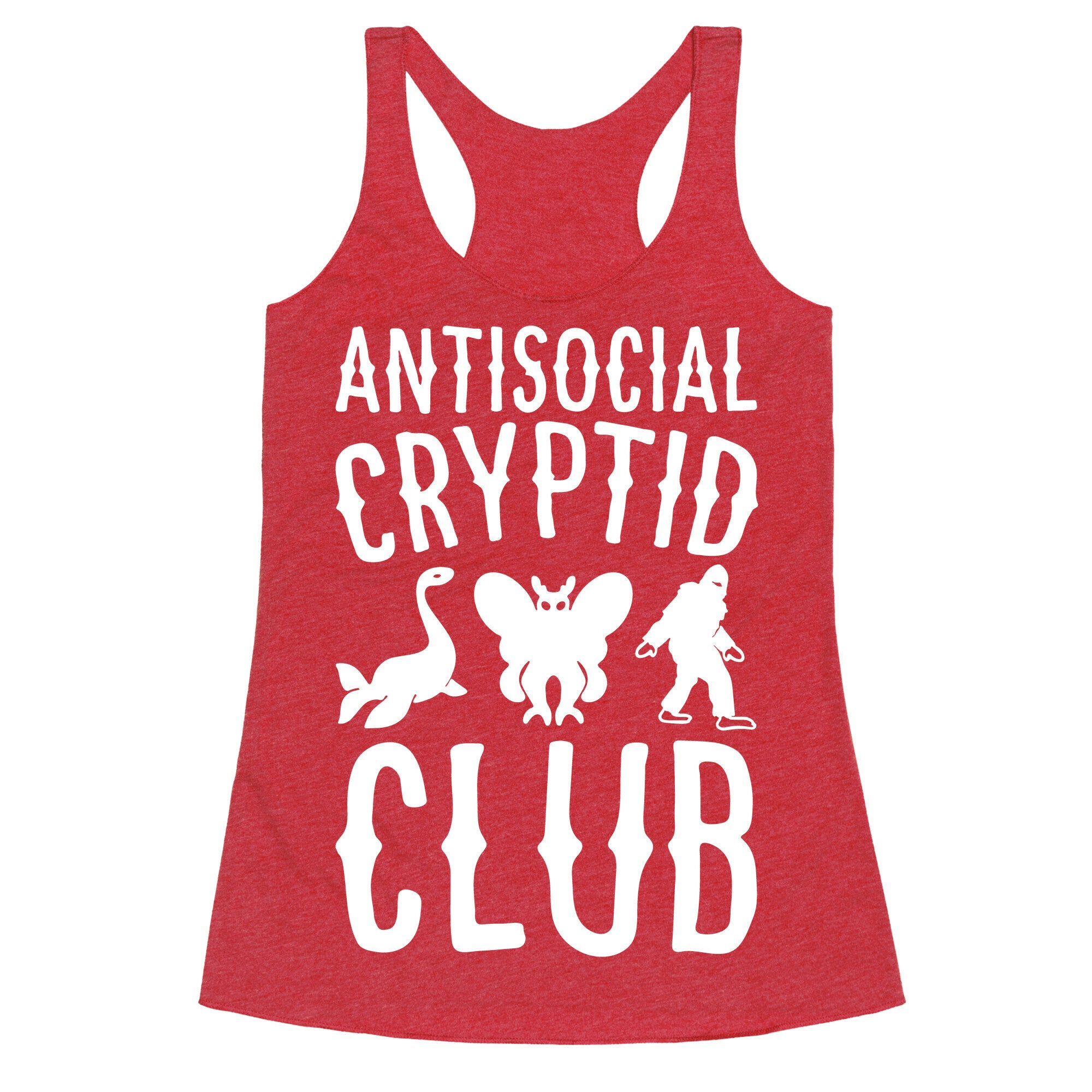 Antisocial Cryptid Club White Print Racerback Tank