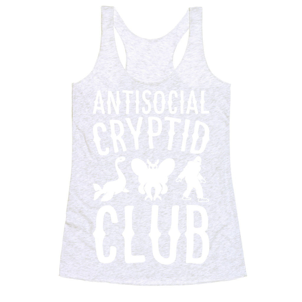 Antisocial Cryptid Club White Print Racerback Tank