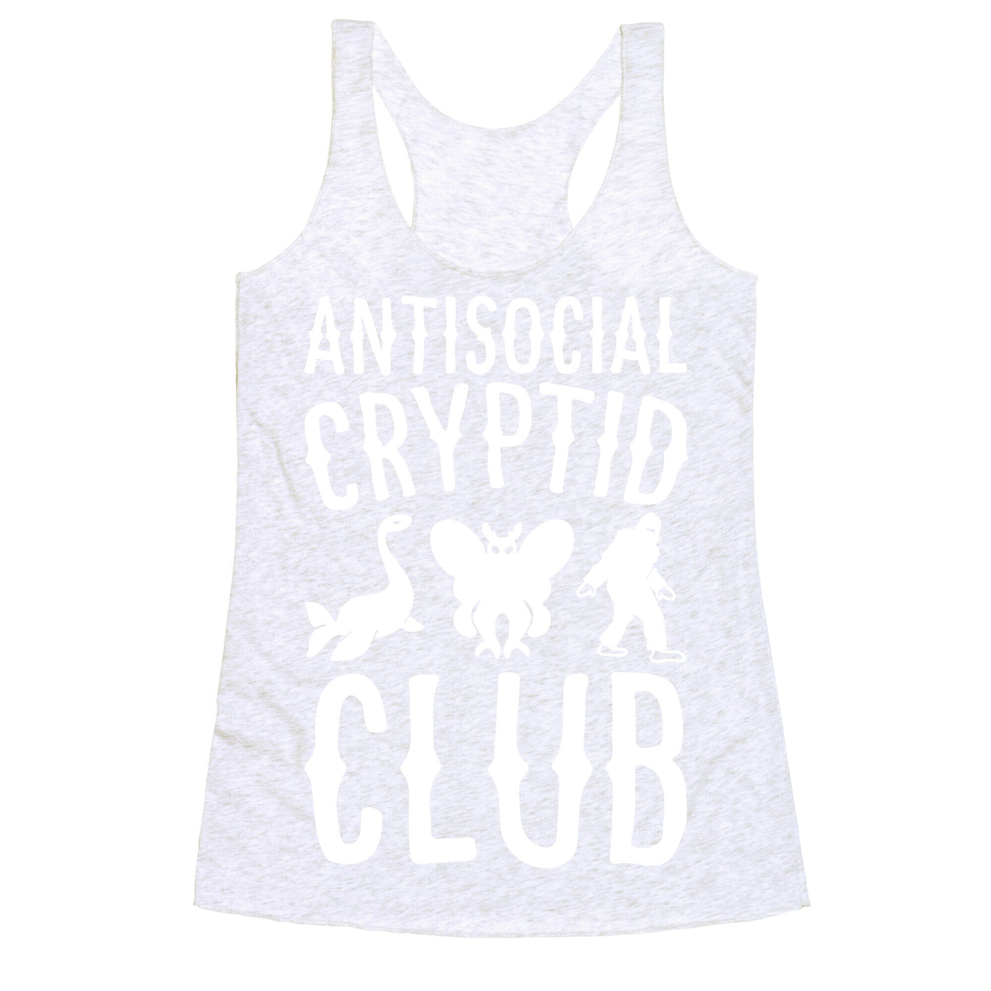 Antisocial Cryptid Club White Print Racerback Tank