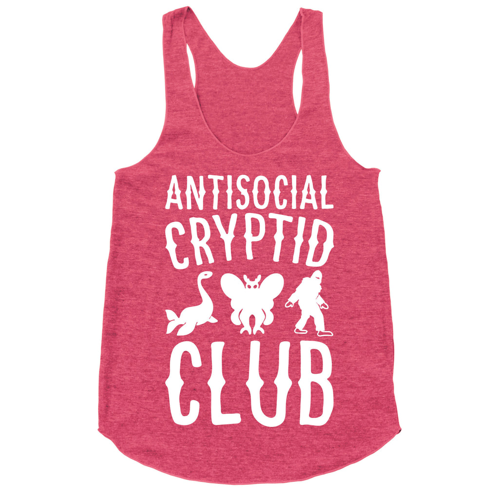 Antisocial Cryptid Club White Print Racerback Tank
