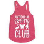 Antisocial Cryptid Club White Print Racerback Tank