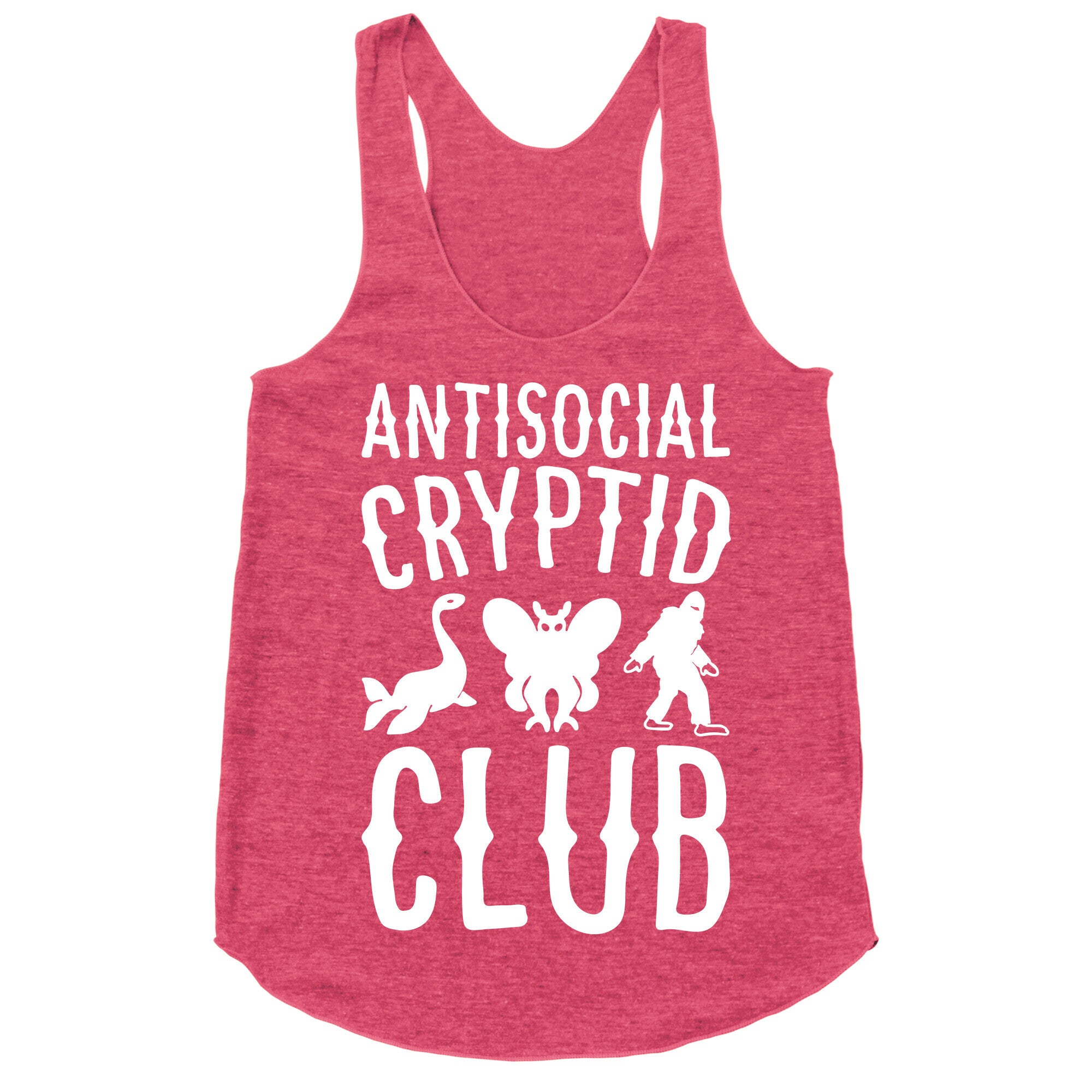 Antisocial Cryptid Club White Print Racerback Tank