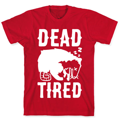 Dead Tired Possum Parody White Print T-Shirt