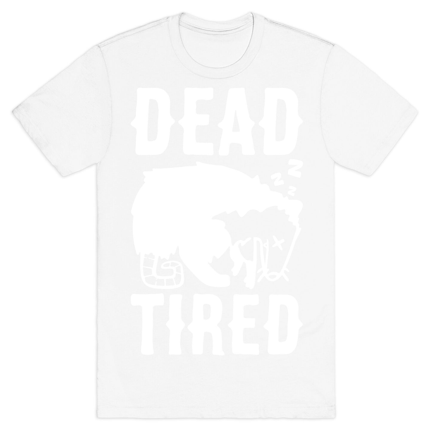 Dead Tired Possum Parody White Print T-Shirt