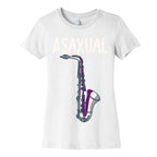 Asaxual White Print Women's Cotton Tee