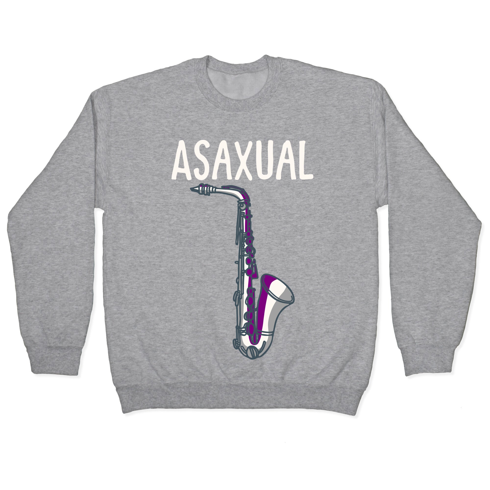 Asaxual White Print Crewneck Sweatshirt