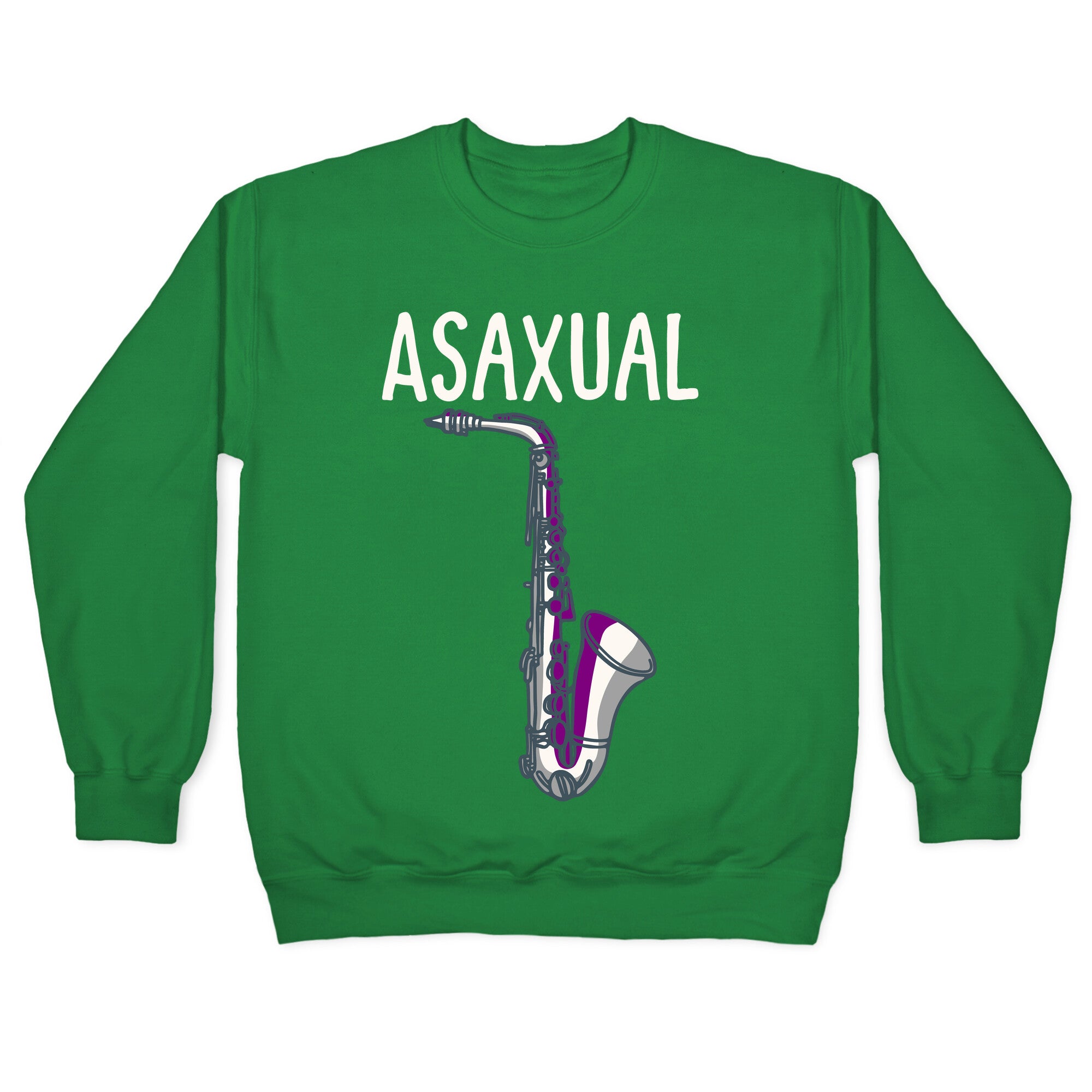 Asaxual White Print Crewneck Sweatshirt