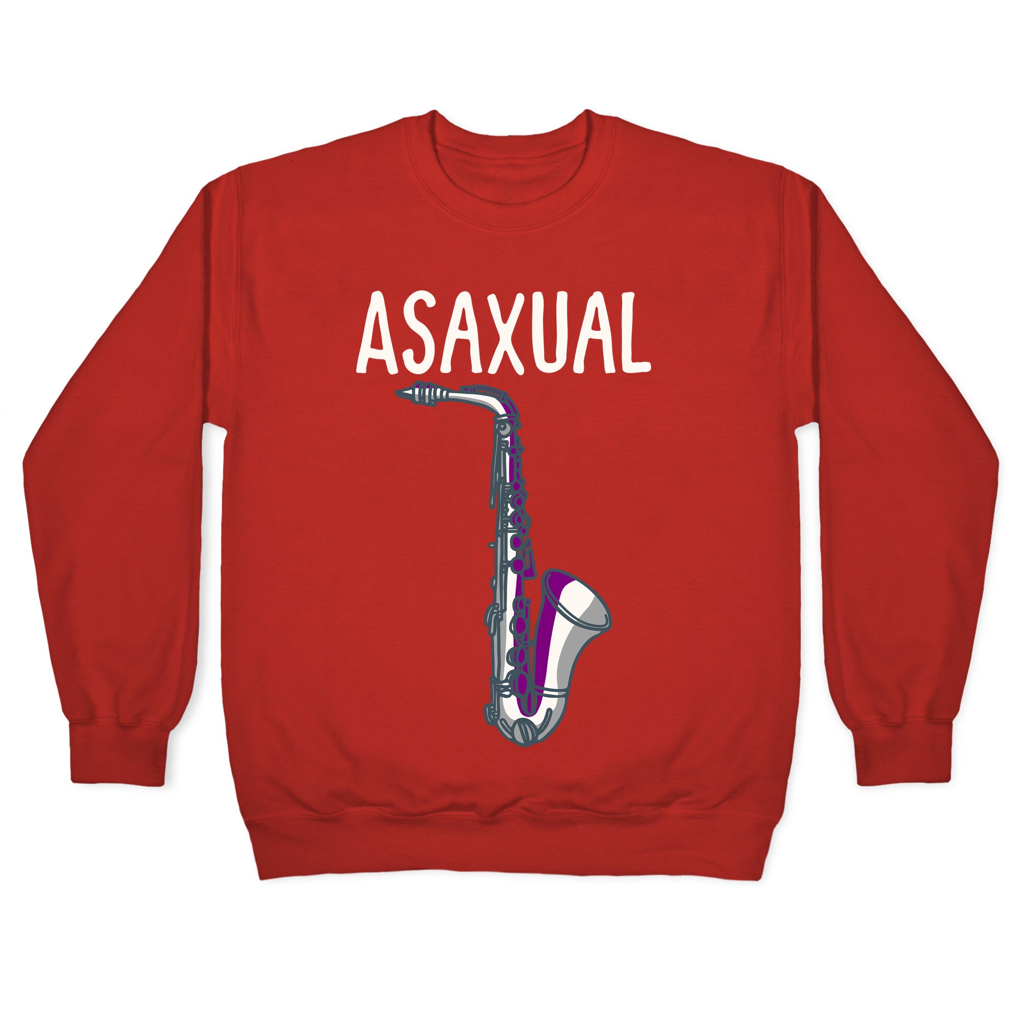 Asaxual White Print Crewneck Sweatshirt
