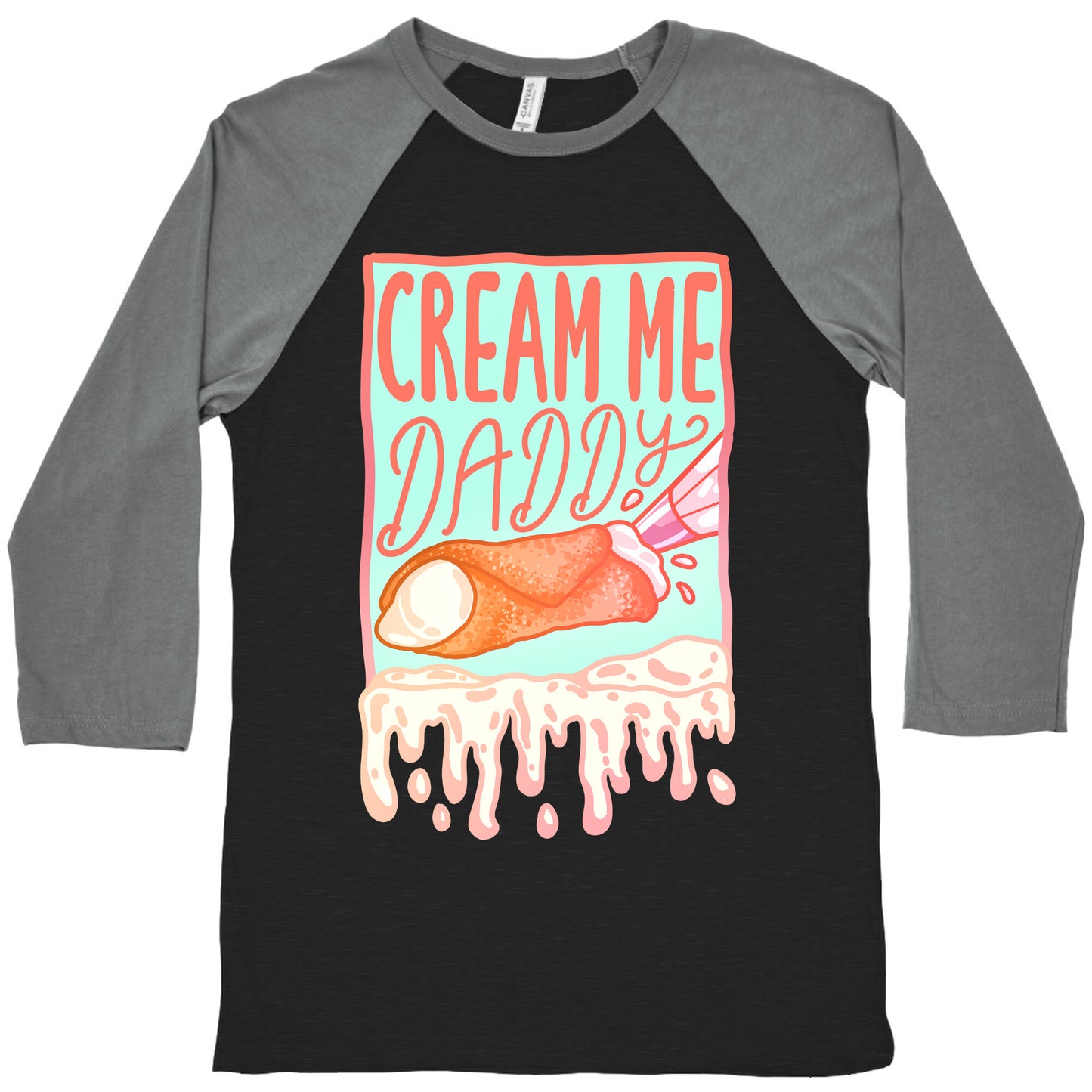 Cream Me Daddy Cannoli Baseball Tee