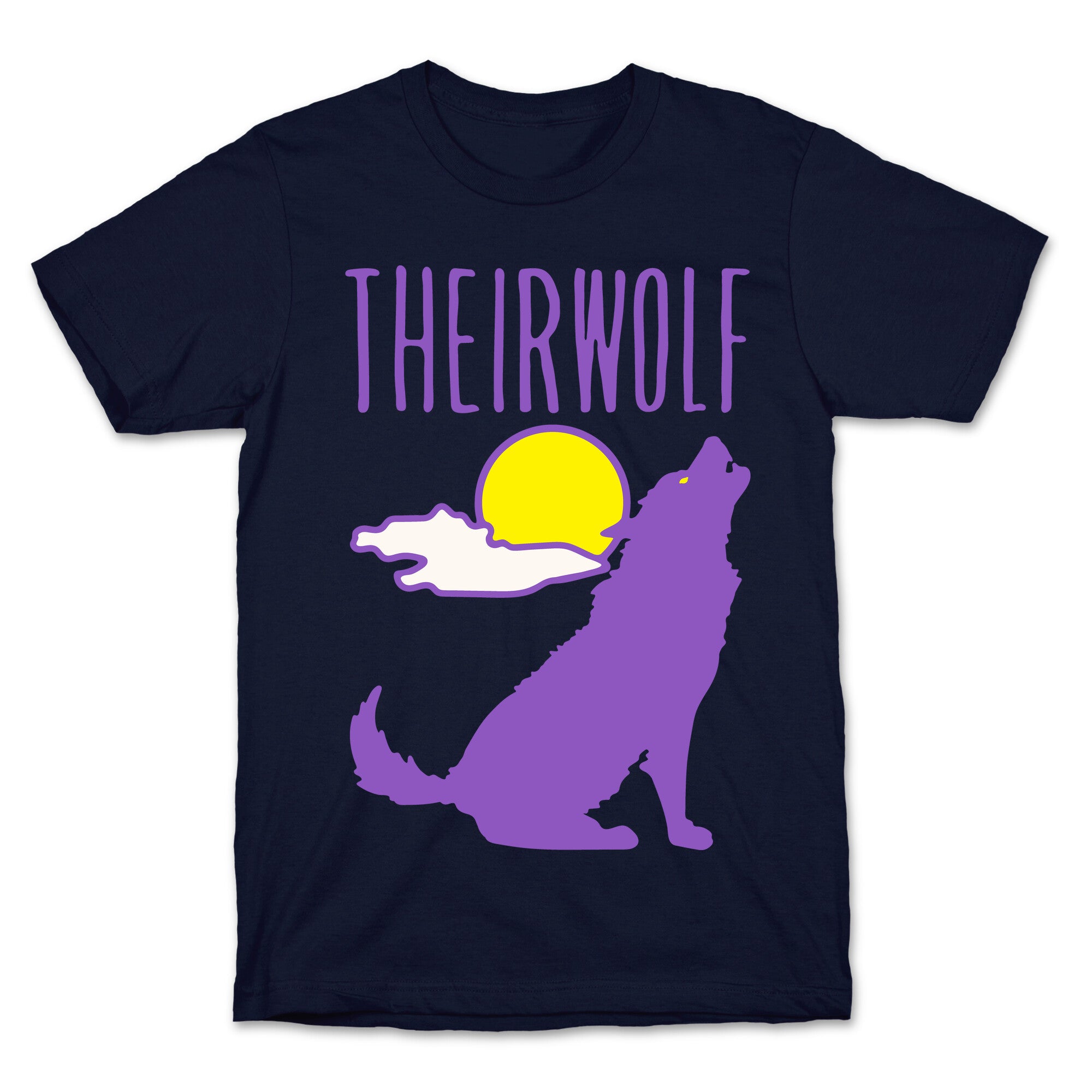 Their-Wolf Non-Binary Werewolf Parody White Print T-Shirt