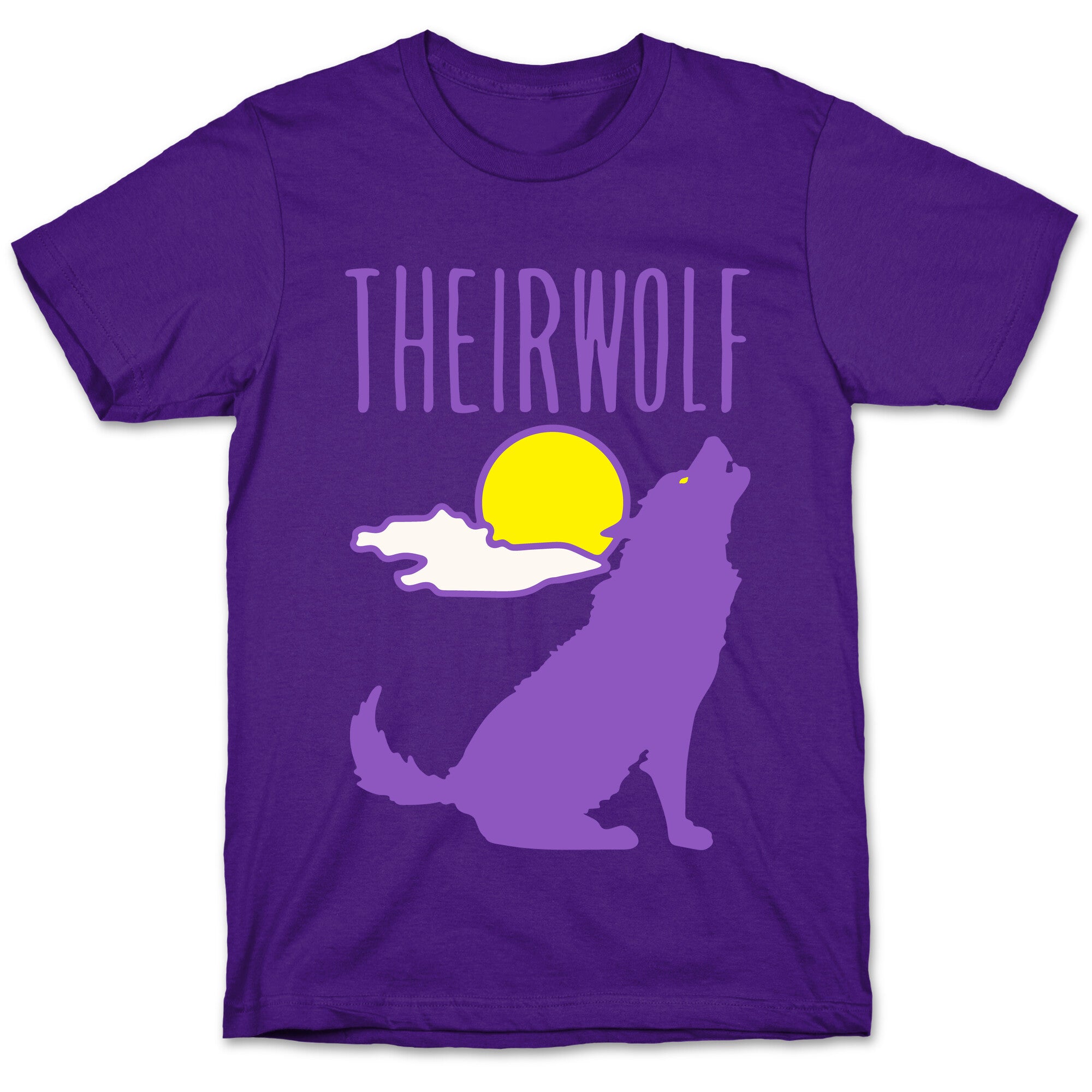Their-Wolf Non-Binary Werewolf Parody White Print T-Shirt