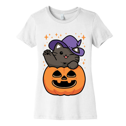 Cute Halloween Cat Women's Cotton Tee