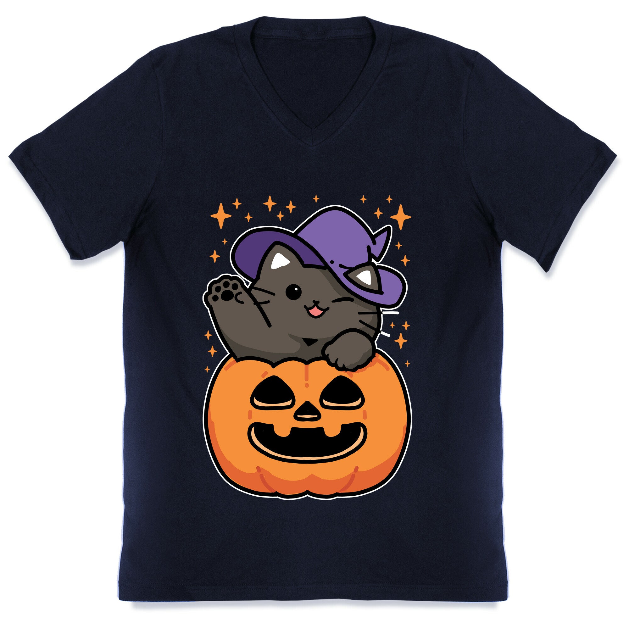 Cute Halloween Cat V-Neck